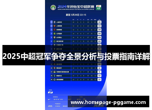 2025中超冠军争夺全景分析与投票指南详解