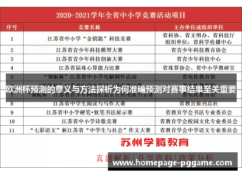 欧洲杯预测的意义与方法探析为何准确预测对赛事结果至关重要