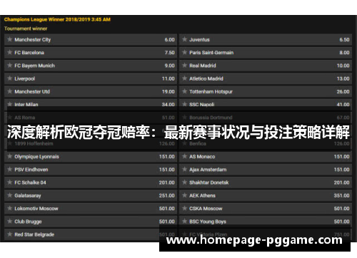 深度解析欧冠夺冠赔率：最新赛事状况与投注策略详解